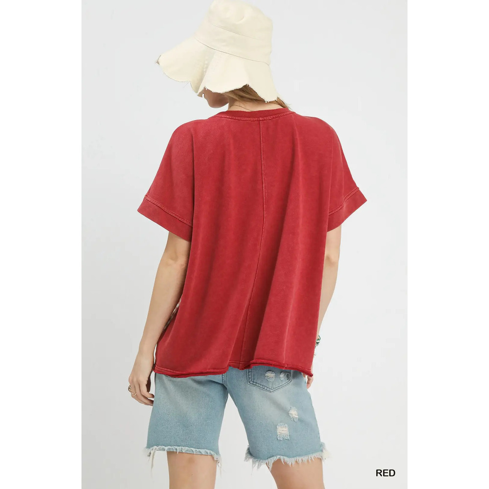K1604 R Umgee Mineral Wash French Terry Top Various Sizes - Picture 5 of 5